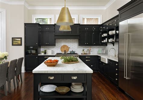 black kitchen cabinets with stainless steel incerits|black and white kitchen cabinets.